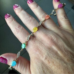 NEW Yellow Gold Pear Shaped Multicolor Galaxy Candy Stones 6.5” or 7.5” Bracelet